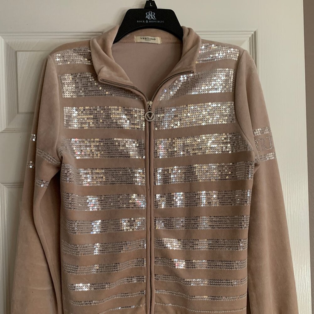 Vintage cream velour and sequin jacket